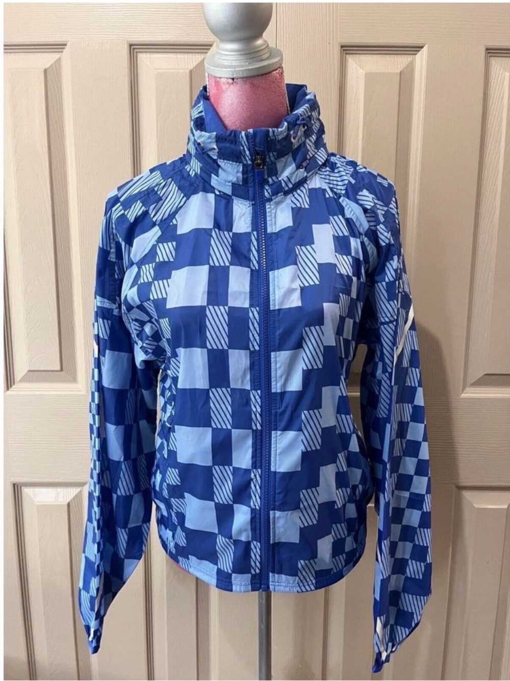 Sweaty Betty Blue Check Utility Jacket